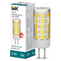 Лампа светодиодная Corn 3Вт капсульная 4000К нейтральный белый G4 12В IEK LLE-Corn-3-012-40-G4