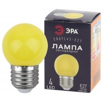 Лампа светодиодная 4SMD Р45-1W-E27 шар желтый 1Вт E27 ERAYL45-E27 (для белт-лайт) ЭРА Б0049576