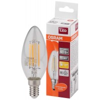 Лампа светодиодная филаментная LED STAR CLASSIC B 40 4W/827 4Вт свеча 2700К теплый белый E14 470лм 220-240В прозр. стекло OSRAM 4058075068353