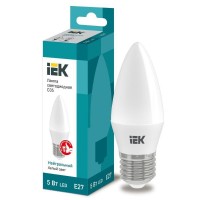 Лампа светодиодная ECO C35 5Вт свеча 4000К белый E27 450лм 230-240В IEK LLE-C35-5-230-40-E27