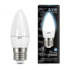 Лампа светодиодная Black 6.5Вт свеча 4100К нейтральный белый E27 550лм 150-265В GAUSS 103102207
