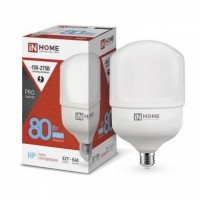 Лампа светодиодная LED-HP-PRO 80Вт 230В 6500К E27 7200Лм с адаптером IN HOME 4690612031149