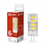 Лампа светодиодная LED-JCD 6Вт 4000К нейтральный белый G4 570лм 230В IN HOME 4690612036144