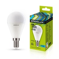 Лампа светодиодная LED-G45-11W-E14-4K Шар 11Вт E14 4500К 172-265В Ergolux 13628