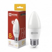 Лампа светодиодная LED-СВЕЧА-VC 8Вт 230В E27 3000К 720лм IN HOME 4690612020440