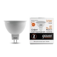 Лампа светодиодная Elementary MR16 3.5Вт 3000К теплый белый GU5.3 290лм 180-240В Gauss 16514 / 13514