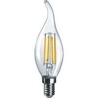 Лампа светодиодная филаментная OLL-F-FC35-10-230-4K-E14 10Вт свеча на ветру прозрачная 4000К нейтральный белый 1000лм 220-240В ОНЛАЙТ 80899