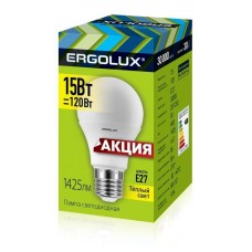 Лампа светодиодная LED-A60-15W-E27-3K ЛОН 15Вт E27 3000К 220-240В ПРОМО Ergolux 14308