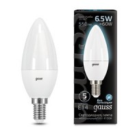 Лампа светодиодная Black 6.5Вт свеча 4100К нейтральный белый E14 550лм 150-265В GAUSS 103101207