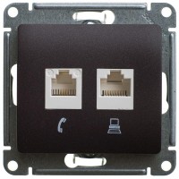 Розетка компьютерная 2-м Glossa RJ45 кат.5E механизм шоколад SchE GSL000885KK