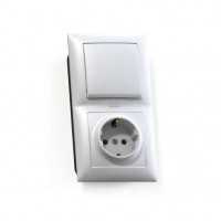 Блок СП БКВР-420 Селена (1-кл. выключатель + розетка с заземлением) белый Кунцево 8216