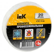 Изолента ПВХ 0.18х19мм белый (рул.20м) IEK UIZ-20-10-K01