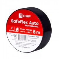 Изолента ПВХ 15мм (рул.5м) черный SafeFlex Auto EKF plc-iz-sfau-b