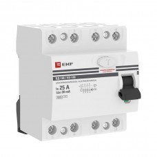 Выключатель дифференциального тока (УЗО) 4п 25А 30мА тип AC ВД-100 (электромеханический) PROxima EKF elcb-4-25-30-em-pro