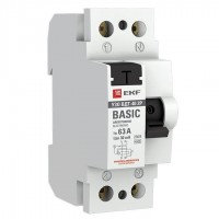 Выключатель дифференциального тока (УЗО) 2п 63А 30мА тип AC Basic EKF elcb-2-63-30e-sim