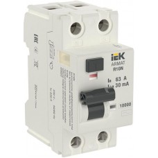 Выключатель дифференциального тока 2п 63А 30мА тип AC ВДТ R10N ARMAT IEK AR-R10N-2-063C030
