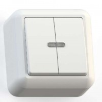 Выключатель 2-клавишный Кунцево-Электро Оптима 10А IP20с индикацией белый А510-387 8004