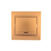 Выключатель 1-клавишный LEZARD Мира с подсветкой золотой металлик 701-1313-111