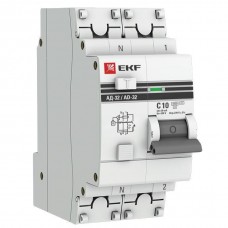 Дифавтомат АВДТ 1P+N C 10А 30мА 4.5kA тип AC EKF DA32-10-30-pro