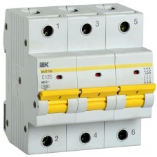Выключатель автоматический модульный 3п C 125А 15кА ВА47-150 IEK MVA50-3-125-C