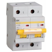 Автоматический выключатель двухполосный IEK 100А 10кА ВА47-100 MVA40-2-100-C