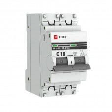Автомат электрический для дома модульный двухполюсной EKF 10А 4.5кА ВА 47-63 PROxima mcb4763-2-10C-pro