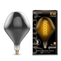 Лампа светодиодная филаментная Black Vintage Filament Flexible 8Вт SD160 2400К E27 160х270мм Gray Gauss 163802008