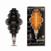Лампа светодиодная филаментная Black Vintage Filament Flexible 8Вт BD200 2700К E27 200х410мм Gray Gauss 159802008