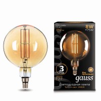 Лампа светодиодная филаментная Black Vintage Filament 8Вт G200 2400К E27 780лм 200х300мм Golden Gauss 153802008