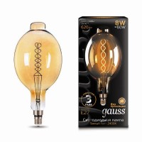 Лампа светодиодная филаментная Black Vintage Filament Flexible 8Вт BT180 2400К E27 620лм 180х360мм Golden Gauss 152802008