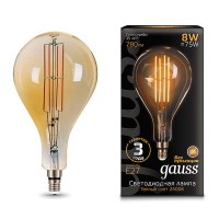 Лампа светодиодная филаментная Black Vintage Filament 8Вт A160 2400К E27 780лм 160х300мм Golden Gauss 149802008