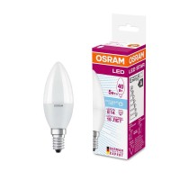 Лампа светодиодная LED STAR CLASSIC B 40 5W/840 5Вт свеча 4000К нейтр. белый E14 470лм 220-240В матов. пласт. OSRAM 4058075056886