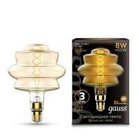 Лампа светодиодная филаментная Black Vintage Filament Flexible 8Вт BD180 2400К E27 180х250мм Golden Gauss 161802008