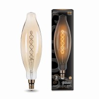 Лампа светодиодная филаментная Black Vintage Filament Flexible 8Вт BT120 2400К E27 620лм 120х420мм Golden Gauss 156802008