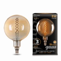 Лампа светодиодная филаментная Black Vintage Filament Flexible 8Вт G200 2400К E27 620лм 200х300мм Golden Gauss 154802008