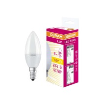 Лампа светодиодная LED STAR CLASSIC B 75 8W/830 8Вт свеча 3000К теплый белый E14 806лм 220-240В матов. пласт. OSRAM 4058075210684