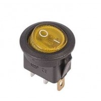 Выключатель клавишный круглый 250В 6А (3с) ON-OFF желтый с подсветкой Rexant 36-2572