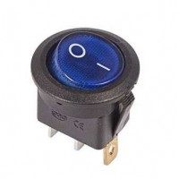 Выключатель клавишный круглый 250В 6А (3с) ON-OFF синий с подсветкой Rexant 36-2571