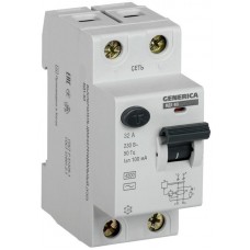 Выключатель дифференциального тока (УЗО) 2п 32А 100мА тип AC ВД1-63 GENERICA IEK MDV15-2-032-100