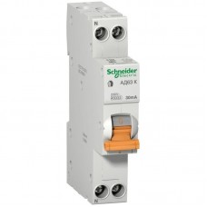 Выключатель автоматический дифференциального тока 2п (1P+N) C 10А 30мА тип AC 4.5кА К АД63 Домовой SchE 12521