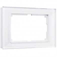 Рамка для двойной розетки (белый,стекло) WL01-Frame-01-DBL
