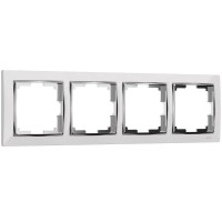 Рамка на 4 поста (белый/хром) WL03-Frame-04-white