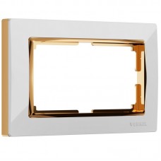 Рамка для двойной розетки (белый/золото) WL03-Frame-01-DBL-white-GD