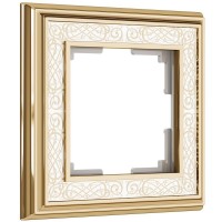 Рамка на 1 пост (золото/белый) WL77-Frame-01