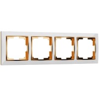 Рамка на 4 поста (белый/золото) WL03-Frame-04-white-GD