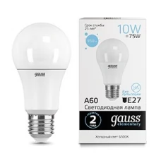 Лампа Gauss LED Elementary 23230 A60 10W E27 6500К