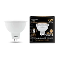 Лампа светодиодная Black MR16 7Вт 3000К теплый белый GU5.3 600лм 150-265В Gauss 101505107