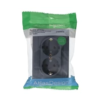 Розетка 2-м СП AtlasDesign 16А IP20 с заземлением грифель SchE ATN000724