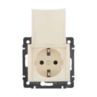 Механизм розетки 1-м СП Valena 16А IP21 2P+E с заземлением защитные шторки с крышкой на винтах слоновая кость Leg 774322