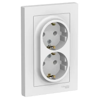 Розетка 2-м СП AtlasDesign 16А IP20 с заземлением в сборе белый SchE ATN000124